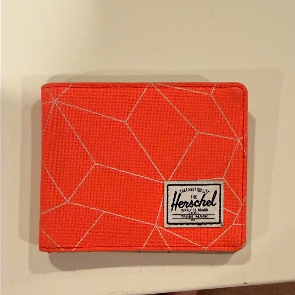 Tan Wallet with Blue Geometric Pattern